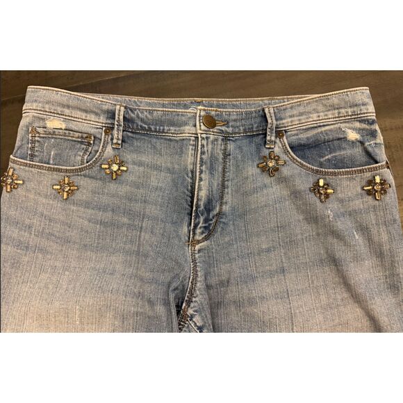 Loft Relaxed Skinny Rhinestone Pocket Detail Jeans Sz 8T - Picture 4 of 14